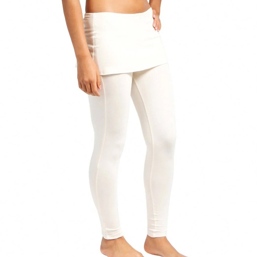 prAna Sartori yoga skirted fitted leggings pants-off white/cream-extra small XS - Picture 7 of 14